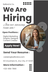 We Are Hiring Template | Editable Job Poster Canva | Digital Marketing Designer Content Creator Plakkaat