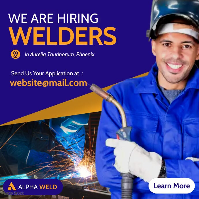 We are hiring welders advertisement white and Instagram Post template