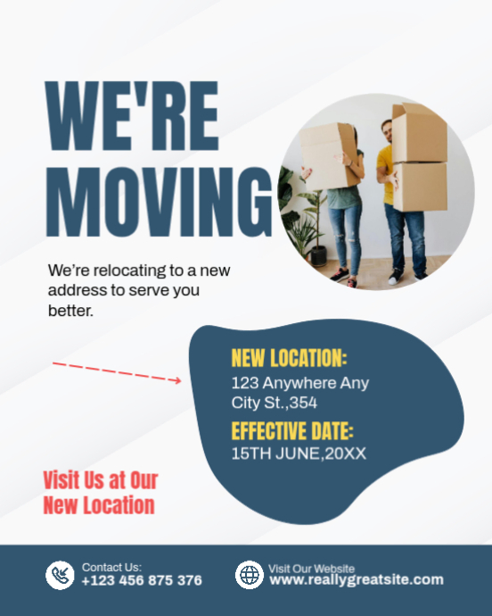 We Are Moving — Business Relocation Announcement Flyer | Editable ...