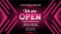 UntitledNeon Pink Restaurant We Are Open Landscape Banner Præsentation (16:9) template