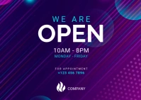 We are open banner template Postcard