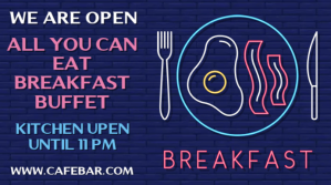 We Are Open Breakfast Neon Poster Template Pantalla Digital (16:9)