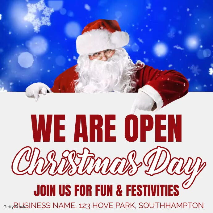 We Are Open Christmas Day Video Ad Wpis na Instagrama template