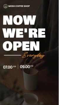 We are open coffe shop เรื่องราวบน Instagram template