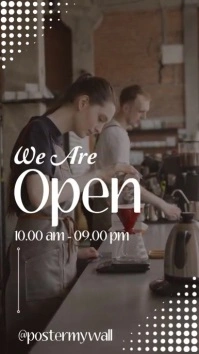 We Are Open Coffee Shop Instagram Stories Pantalla Digital (9:16) template