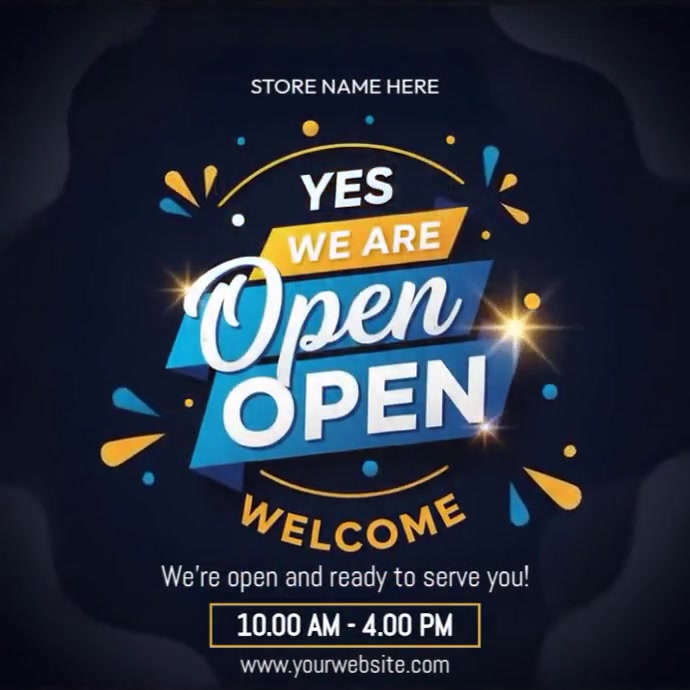 We Are Open Instagram Post template