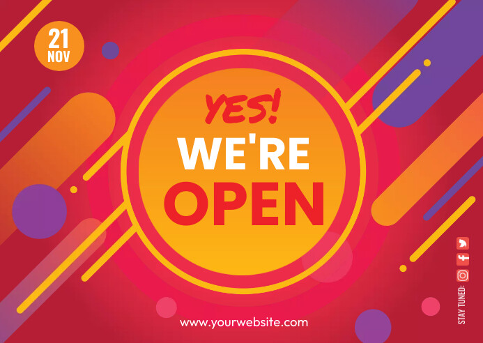 We Are Open Postcard template