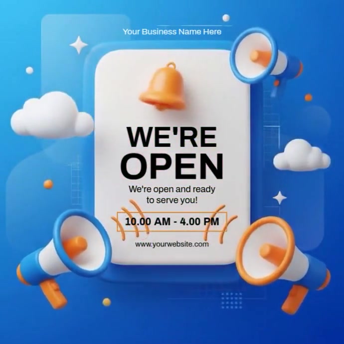 We Are Open Instagram Post template