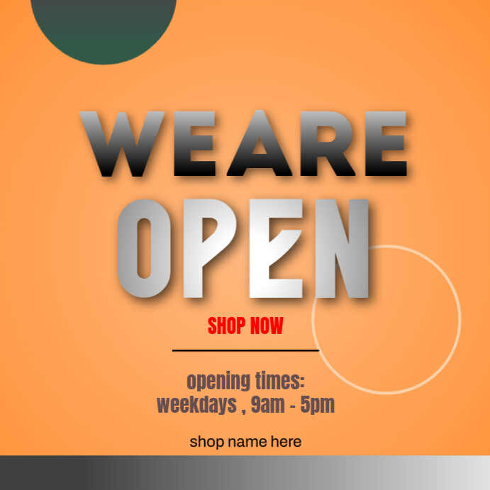 We Are Open Quadrado (1:1) template