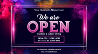 Pink Smoke Neon We Are Open Restaurant Flyer Isethulo (16:9) template
