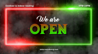 Red and Green Neon Restaurant Open Sign Flyer Presentazione (16:9) template