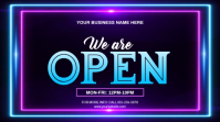 Modern Glowing Neon We Are Open Store Sign Презентация (16 : 9) template