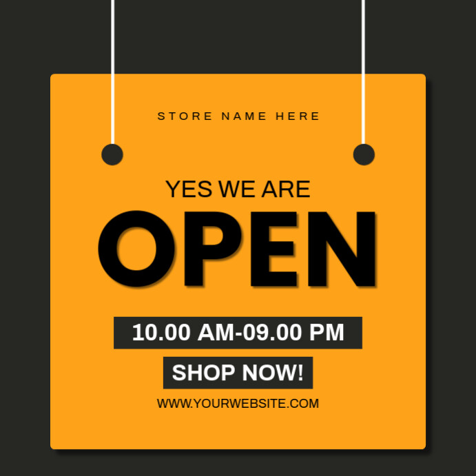 We Are Open Instagram Post template