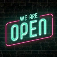 we are open neon sign animation video Quadrat (1:1) template