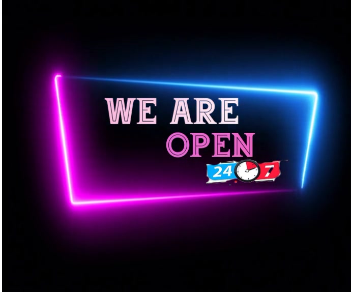 We are open  Neon Sign Retângulo médio template