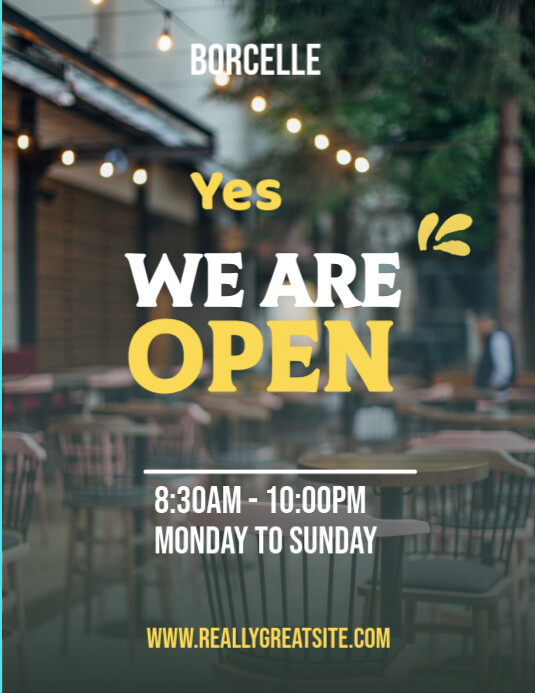 we are open  now open  open for business Flyer (US Letter) template