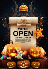 we are open on halloween A2 template
