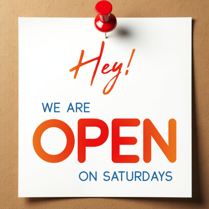 Saturday. Sign Direction We Are Open on Saturdays Instagram Sign for Business Hours Announcement ...
