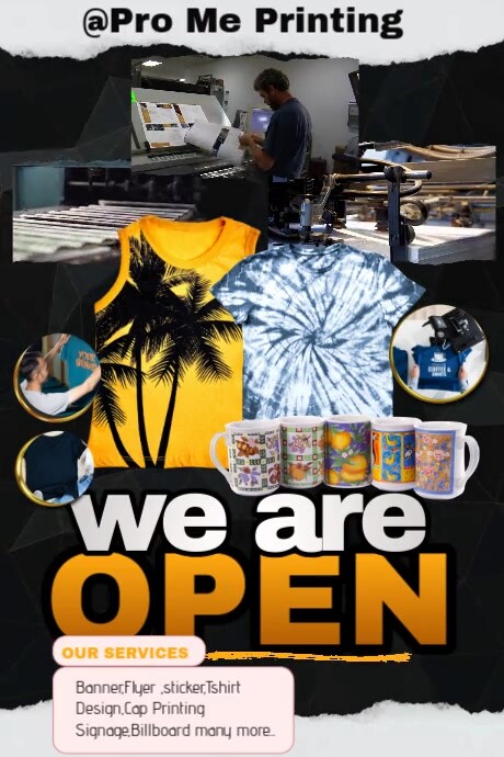 We Are Open Printing Shop Services Poster template