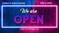 Neon We Are Open Restaurant Sign Flyer Isethulo (16:9) template