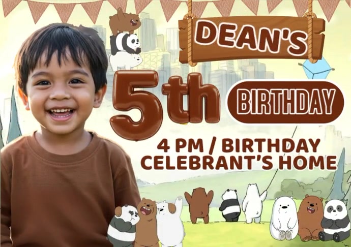 We Bare Bears Birthday Tarpaulin A4 template