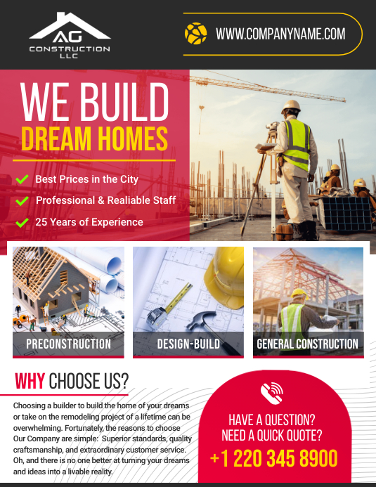 We build dream homes contractor flyer Template | PosterMyWall