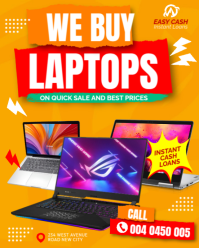 We buy and sell used laptops sale shop store business promotion flyer template online poster Instagram Portrait