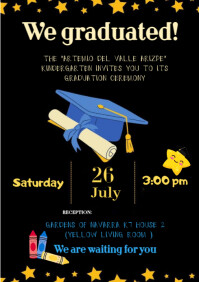 สีดำ Graduation Invitation A4 Template
