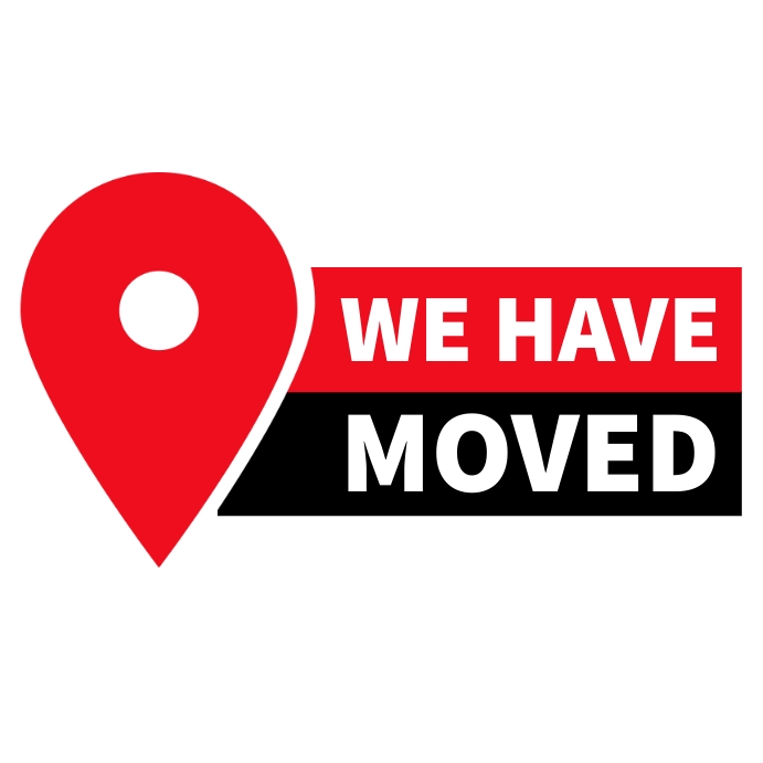 Have Post We have moved red point on white background Template | PosterMyWall