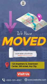 Blue Business Relocation Announcement Tampilan Digital Template
