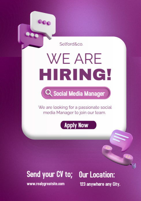 we hiring new jobs position professional here Template | PosterMyWall