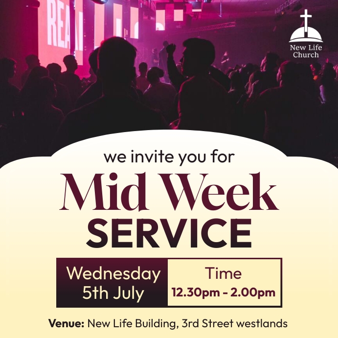 Plantilla de We invite you for mid week service | PosterMyWall
