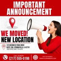 White Business Relocation Announcement Cuadrado Template