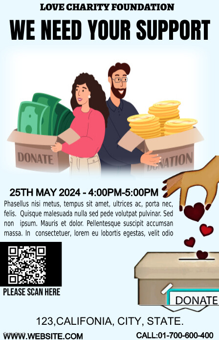 Copy of We need your support charity template | PosterMyWall