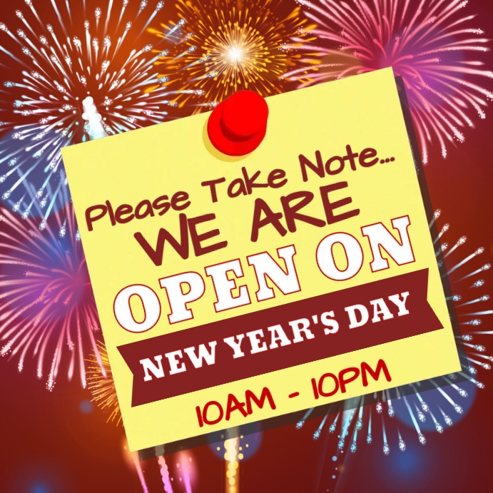 We Open New Year's Day Announcement Post template