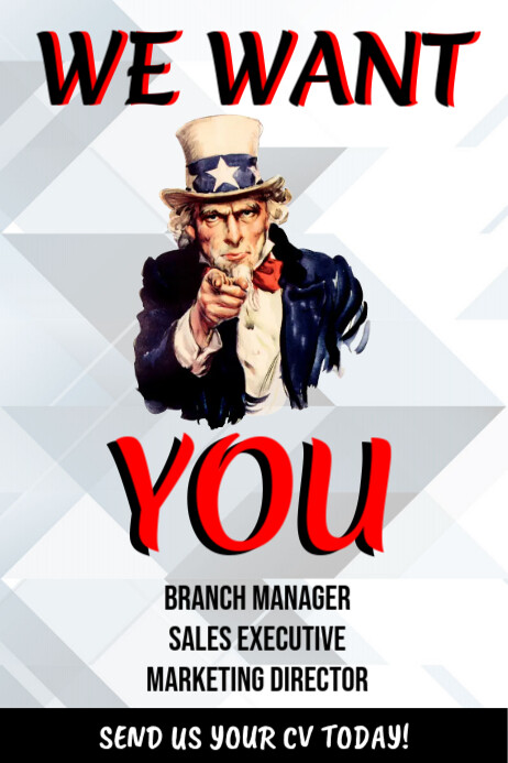We Want You Poster Template Postermywall