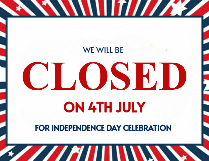 We Will Be Closed – July 4th Independence Day Announcement Flyer (Letter pang-US) template