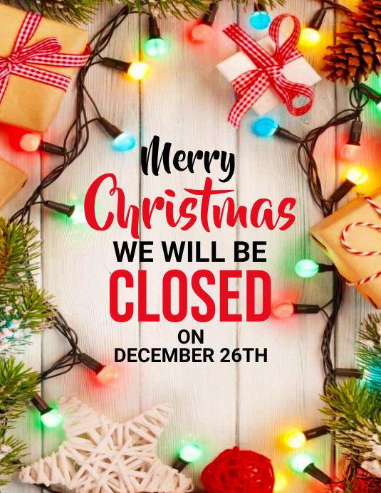 we will be Closed For christmas Flyer ใบปลิว (US Letter) template