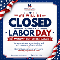 White Labor Day Closure Announcement Square Template