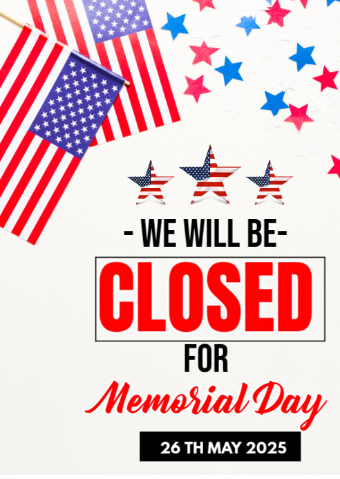we will be closed for memorial day A6 template