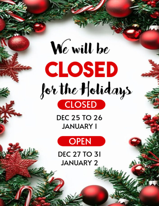 Copy Of We Will Be Closed For The Holidays PosterMyWall copy-of-we-will-be-closed-for-the-holidays-postermywall