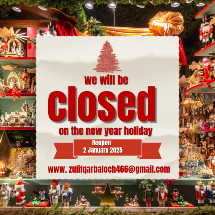 We will be closed for the new year Instagram Plasing template