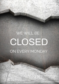 We will be closed on Monday A4 template