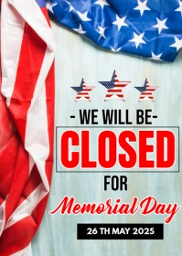 we will close for memorial day A6 template