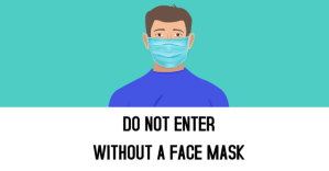 WEAR A FACE MASK TO ENTER PROPERTY FLYER Изображение, которым поделились на Facebook template