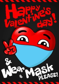 WEAR A MASK / HAPPY VALENTINE'S POSTER A4 template