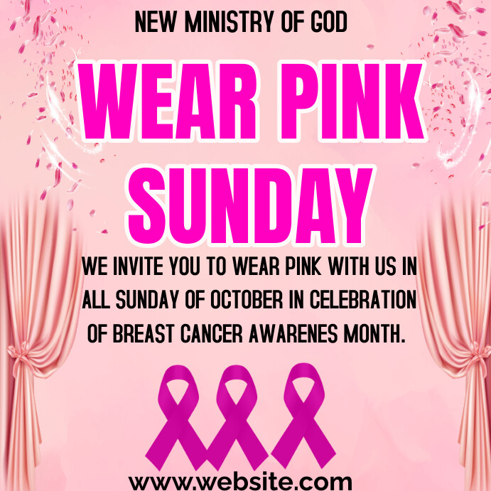 Wear Pink Sunday breast cancer awareness Template | PosterMyWall