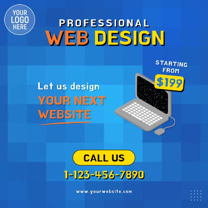 Web Design Company Video Ad สี่เหลี่ยมจัตุรัส (1:1) template