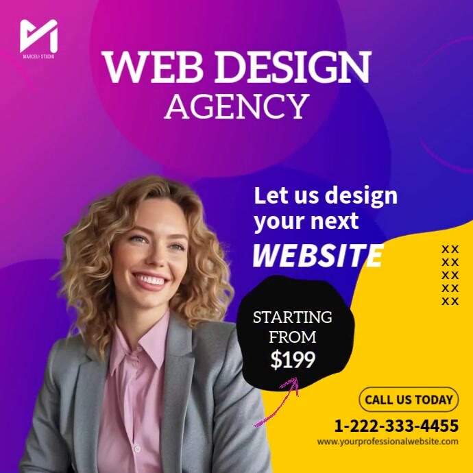 โฆษณาวิดีโอของ บริษัท ออกแบบเว็บ เทมเพลต | PosterMyWall