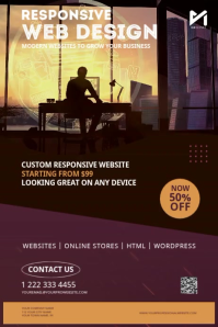 Modern Custom Responsive Web Design and Development Services Video Flyer Poster template